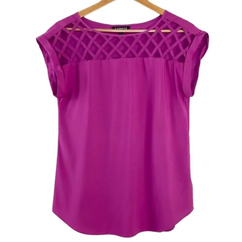 Express lattice yoke orchid purple/pink top size small